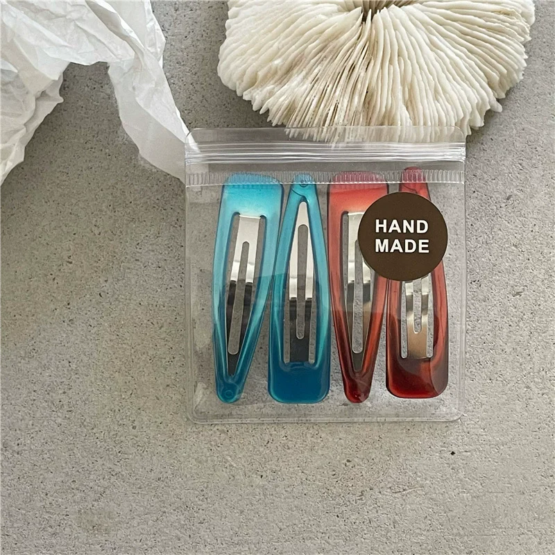 4 Stück/Set Bunte Öl- und Wassertropfen-Haarspangen für Mädchen, einfache BB-Clips für Ponyfransen, rosa Haarspangen, niedliche Haarnadel-Accessoires – Detail 9