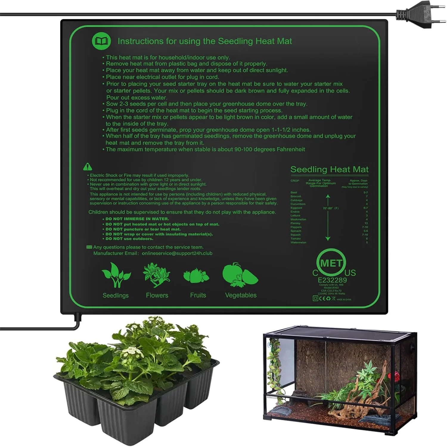 Seedling Heat Mat 10/25/50CM Indoor Plants Germination Heating Pad Propagation Clone Starter Mat EU/US/UK Plug seedling heat mat