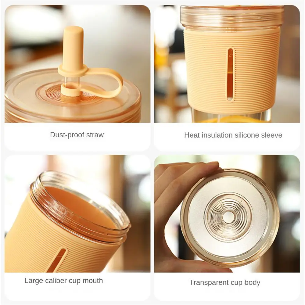 Juice Mug Practical Portable With Lid And Straw Reusable Travel Drinking Tools Water Cup Creative Transparent Home Accessories