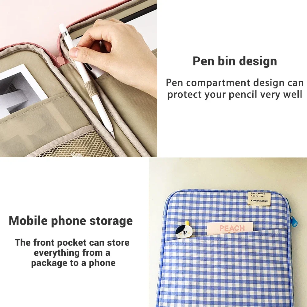 Tablet Sleeve Bag 7.9-12.9 inch Handbag Case For iPad Pro Samsung Xiaomi Sleeve Bag Cover Shockproof Pouch Multi Pockets 4