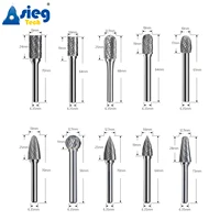 10pcs Carbide Burr Set Die Grinder Bits Rotary Files 1/4" 6.35mm Shank for Grinding Wood Metal Fits Dremel Reamer Tools 2
