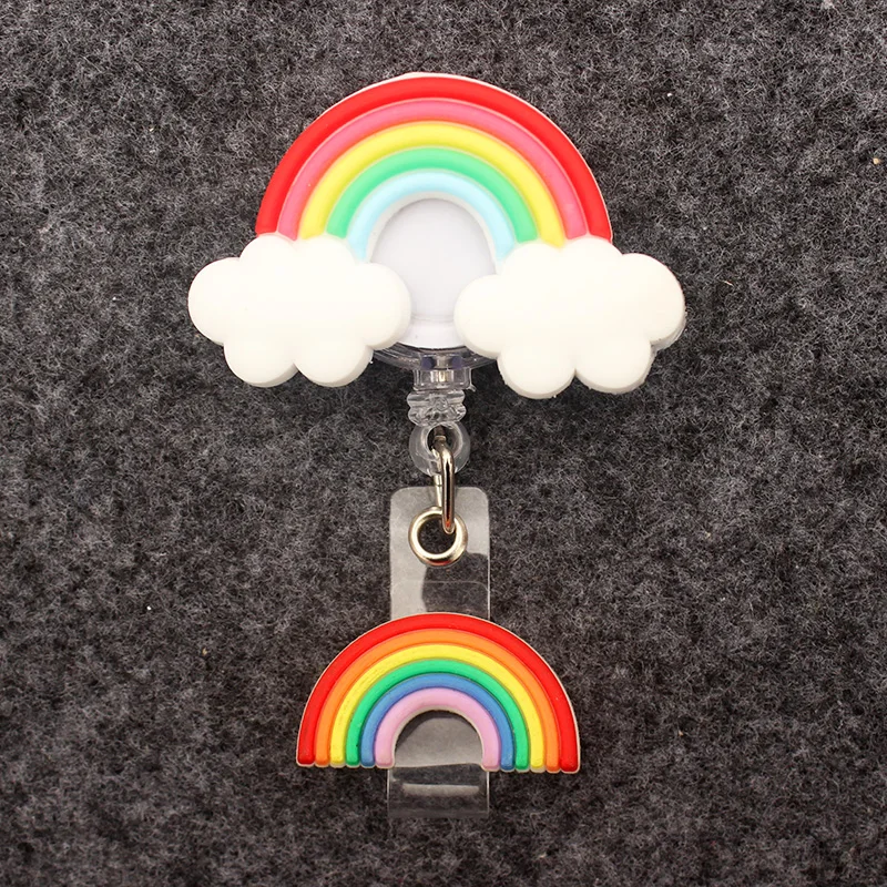 The New Creative Rainbow Cloud Style Retractable Card Holder Badge Reel Nurse Exhibition Enfermera Girl And Boy Name Card