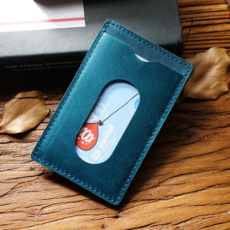 Vintage Top-Grain Crazy Horse Leather Wallet &ndash; Handmade Minimalist Card Holder, Creative Genuine Leather Cash & Card Sleeve