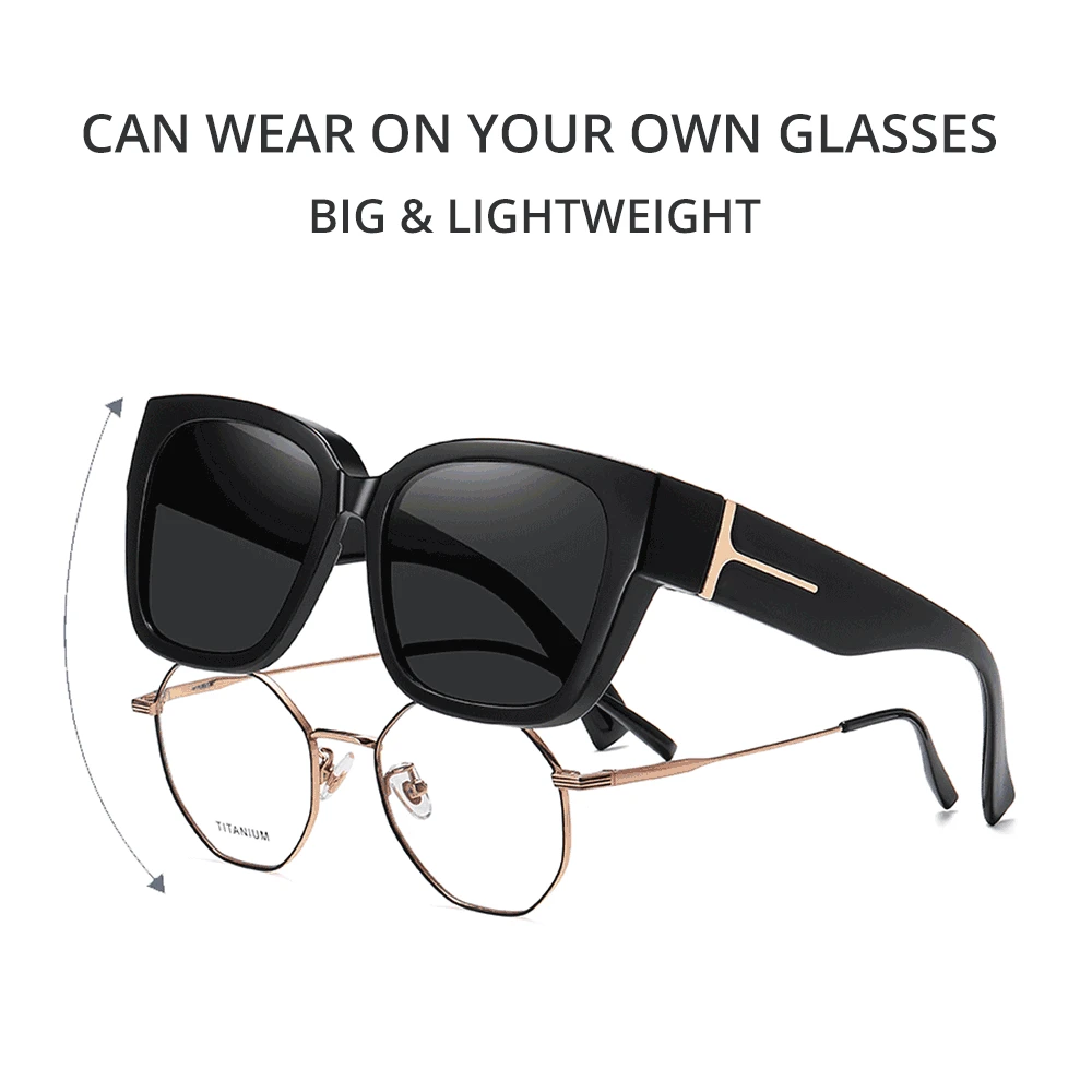 Ralferty Oversize Sunglasses Overlay Polarized UV400 Anti UVA UVB TR90 Light Weight Can Cover On Glasses Driver Shades Women 3
