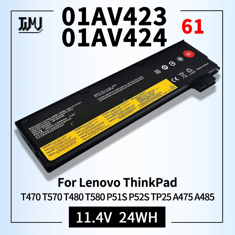 01AV423 SB10K97580 Аккумулятор для ноутбука Lenovo ThinkPad T470 T570 T480 T580 P51S P52S TP25 A475 A485 61 01AV424 01AV452 01AV490