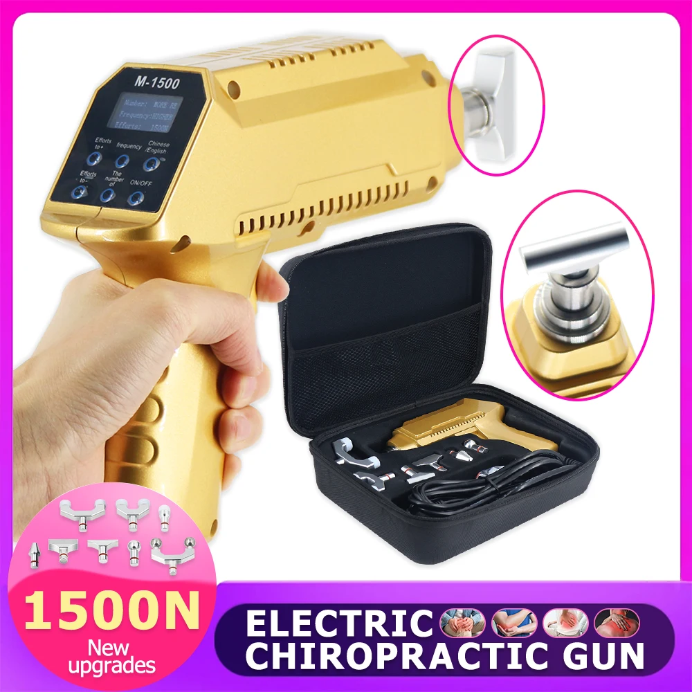 

1500N Chiropractic Adjusting Tool Electric Correction Gun 6 Heads Spinal Adjustable Instrument Impulse Spine Cervical Massager