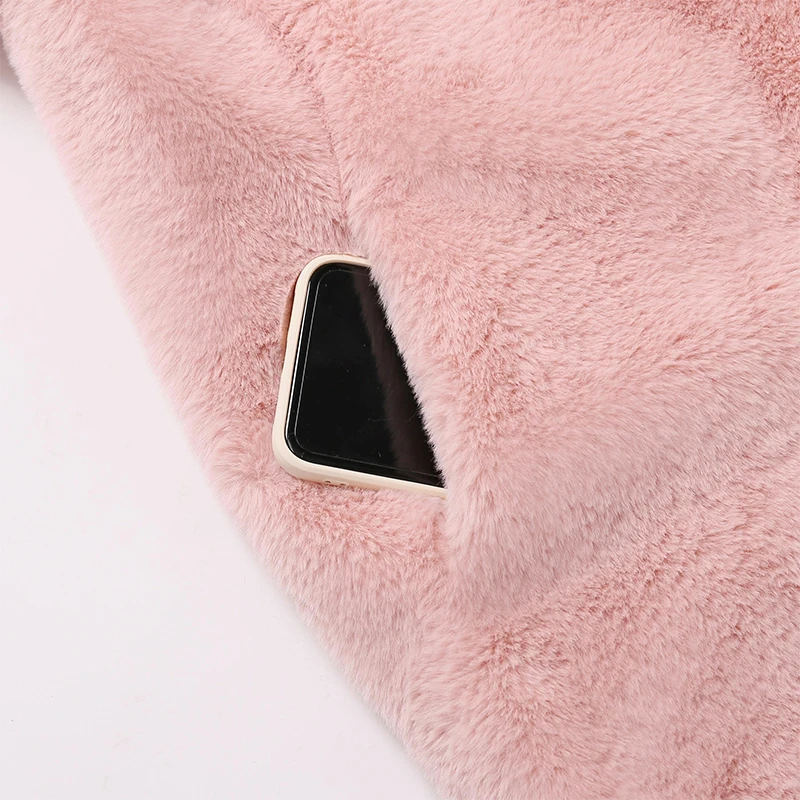 Ins Chic Brand Fashion Long Faux Rabbit Fur Coat Jacket Women Winter Oversized Shaggy Plush Fur Coats Street Girls Overcoat