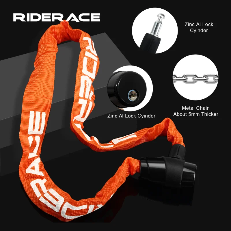 RIDERACE Bicycle Chain Lock Portable Anti-theft High Security MTB Mountain Bike Lock With 2 Keys For Scooter Electric E-Bike