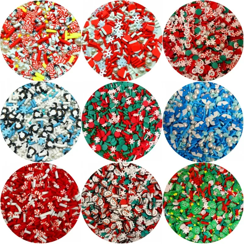 Mixed Xmas Snowfake Slices Slime Christmas Polymer Clay Sprinkles Crafts soft Clay Nail Shaker DIY Crystal Mud Filler Accessorie polymer clay kit polymer clay slime toy