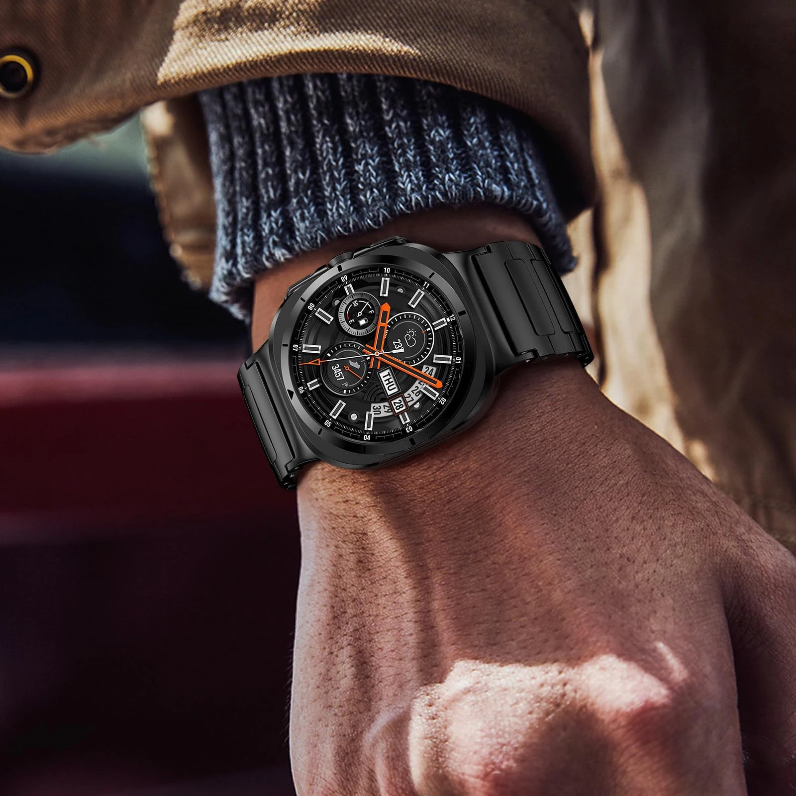 حزام معدني فاخر لساعة سامسونج جالاكسي الترا 47 ملم...