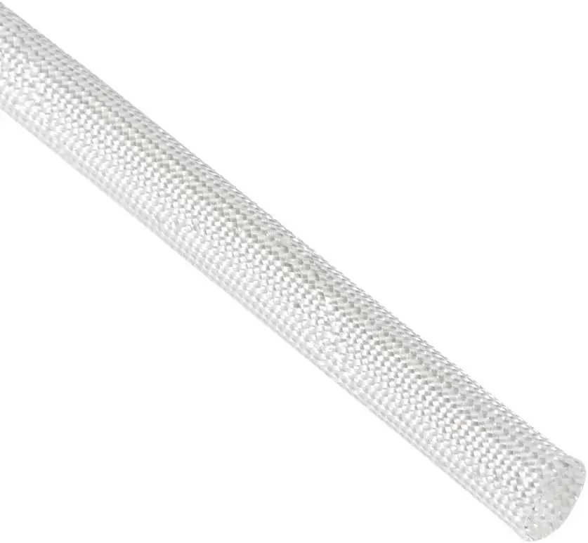 

White 600C Temp Resistance PVC Fiberglass Insulation Sleeve 5M Long 8mm Dia