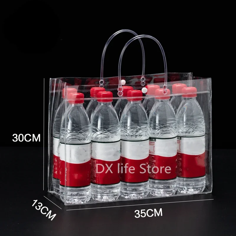 15pcs/25pcs/lot 투명 부드러운 PVC 선물 토트 포장 가방(핸드 루프 포함), 투명 플라스틱 핸드백, 화장품 가방
