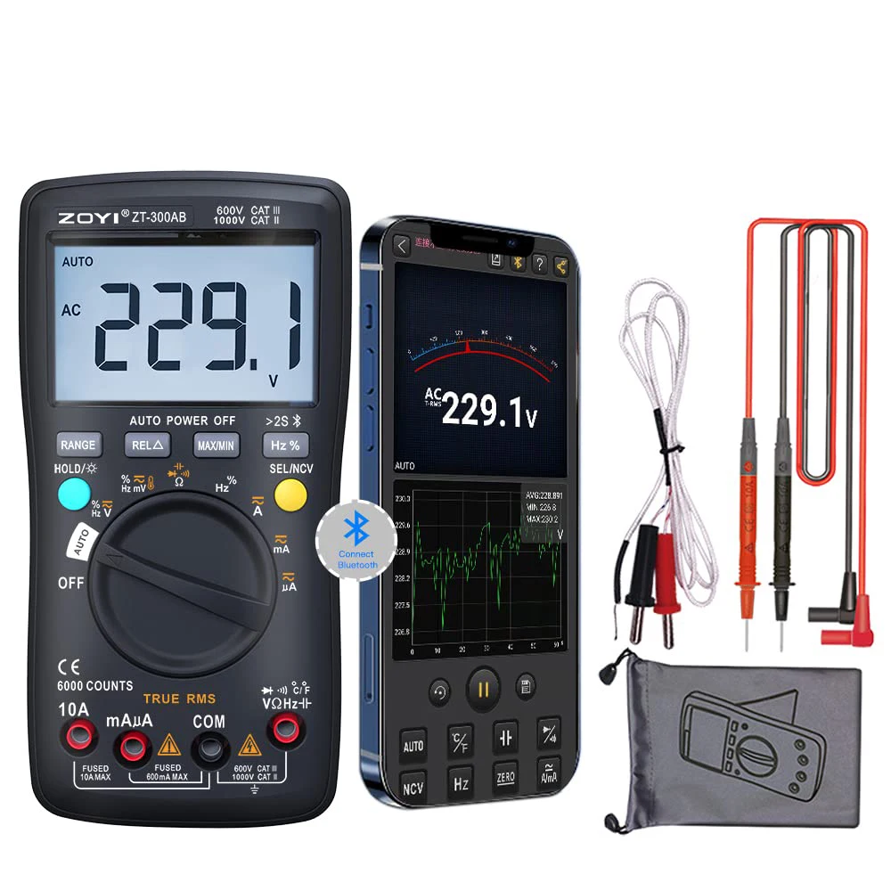 ZT300AB Smart Digital Multimeter 6000 Counts Auto/Manual AC/DC Voltage Current Meter digital multimeter