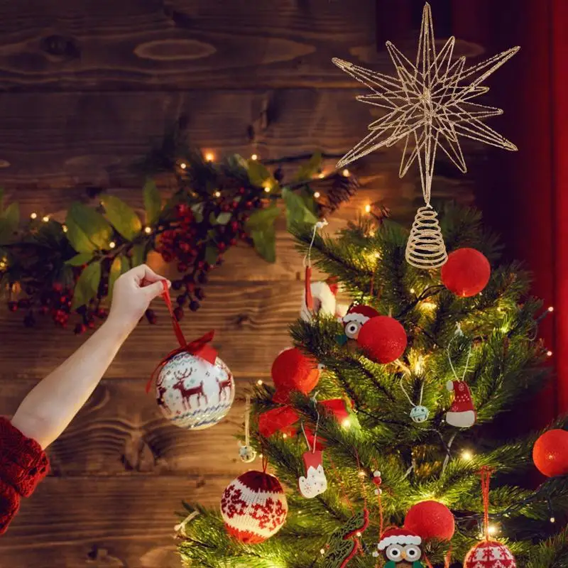 

Star for Christmas Tree LED Light Battery Powered Christmas Tree Topper Hollow Design Glitter Christmas Tree Decoration Light up