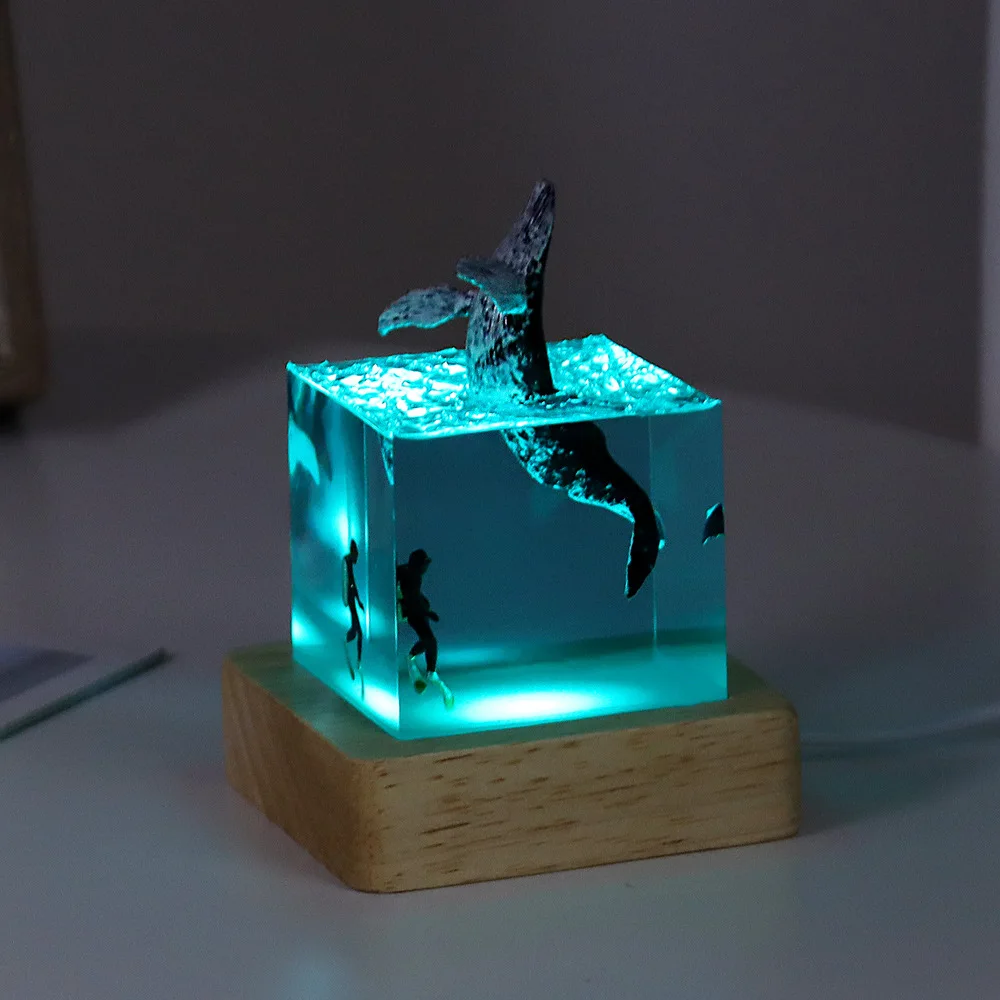 ocean-resin-whale-humpback-whale-diver-cube-decoration-home-luminous-night-light-creative-personal-birthday-gift