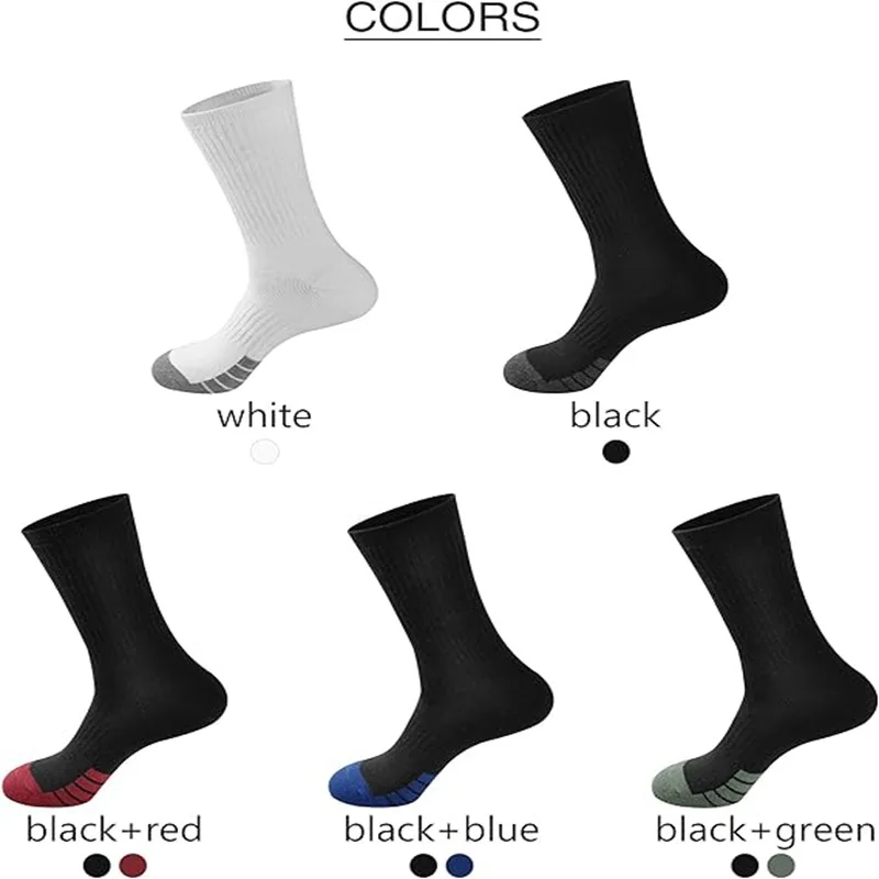 Sports Socks 5 Pairs Men Long Compression Breathable Basketball Cushion Running Football Size 39-47