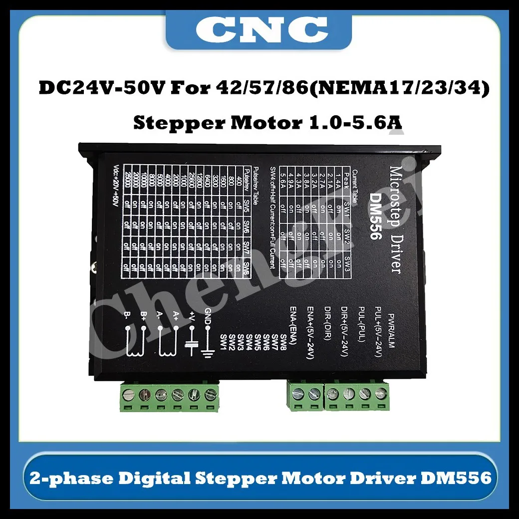

CNC DM556 Digital Stepper motor driver 2 phase 5.6A for 57 86 stepper motor NEMA23 NEMA34 Stepper Motor Controller