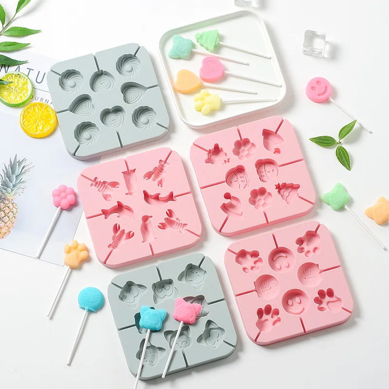 

DIY Handmade Chocolate Lollipop Mold Cartoon Fox Smiley Lollipop Silicone Mold Cake Fudge Ice Cream Mold Kitchen Baking Utensil