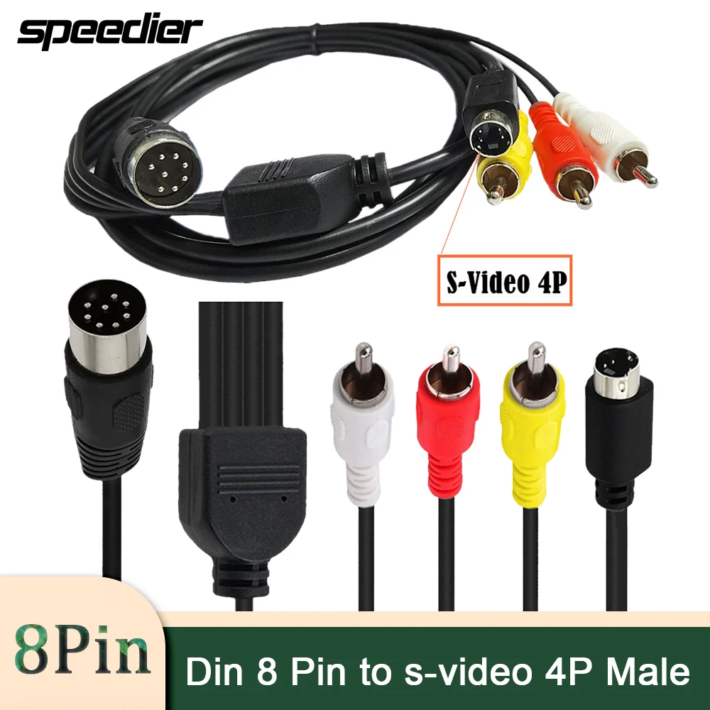 1 In 4 Din 8 Pin Maschio A S-Video Mini Din 4P 3Rca Cavo Adattatore Audio Maschio Per Lotus Old Audio Video Equipment 1.5M 5Ft