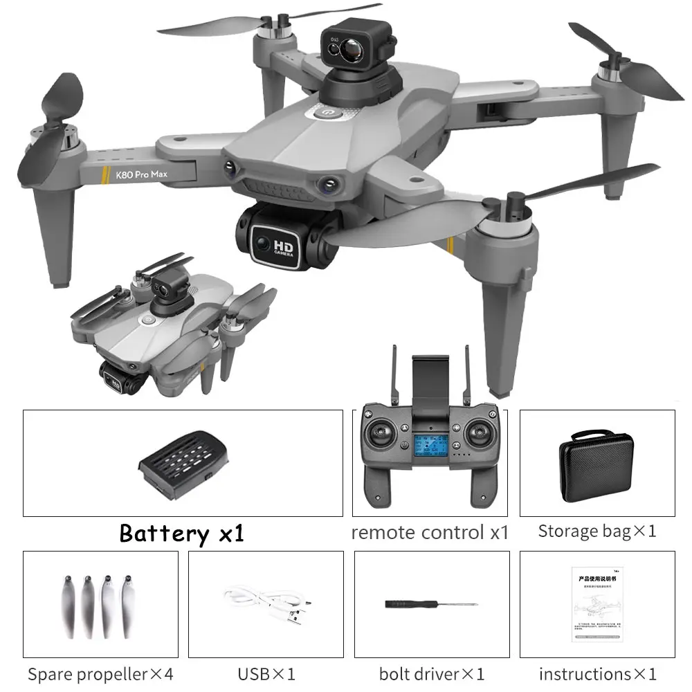 RC Quadcopter medium K80 MAX GPS 5GHz RC Drone 8K Multifunction Professional Obstacle Avoidance Dual HD Camera Brushless Motor Quadcopter Toys Boy rc quadcopter with camera RC Quadcopter