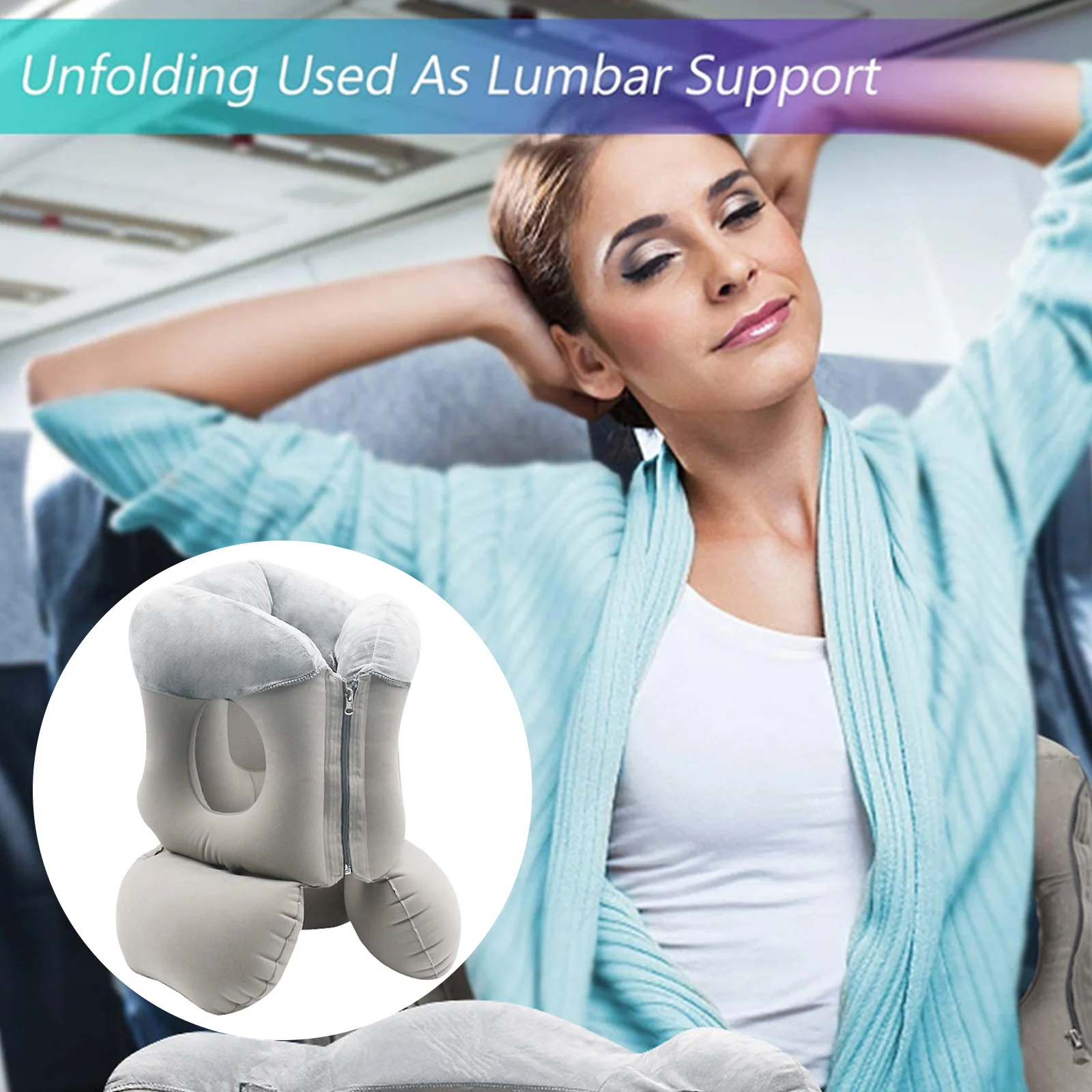 New multifunctional travel inflatable pillow office nap waist pillow high-speed rail aircraft flocking sleeping Pillow