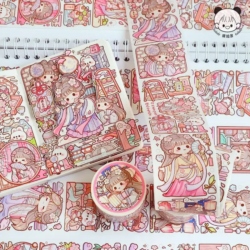 Telado Cherry Blossom Appointment Hand Tent Adhesive Tape Special Oil Sticker  Painting Whole Roll Cute Material Sticker 3M 4