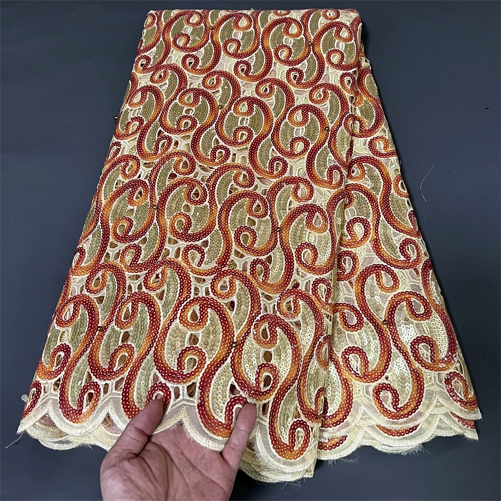 

Африканская нигерийская Мода 2023, Высококачественная Тюлевая кружевная ткань, органза, вышивка, блестки, женское платье для выпускного вечера, свадьбы, 5 ярдов