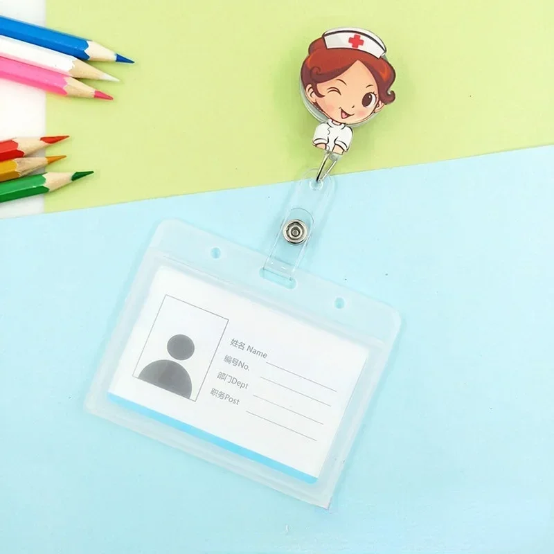 transparent Plastic Doctor Nurse ID Card Sleeve Badge Card Cover Retractable Badge Holder cover Protector