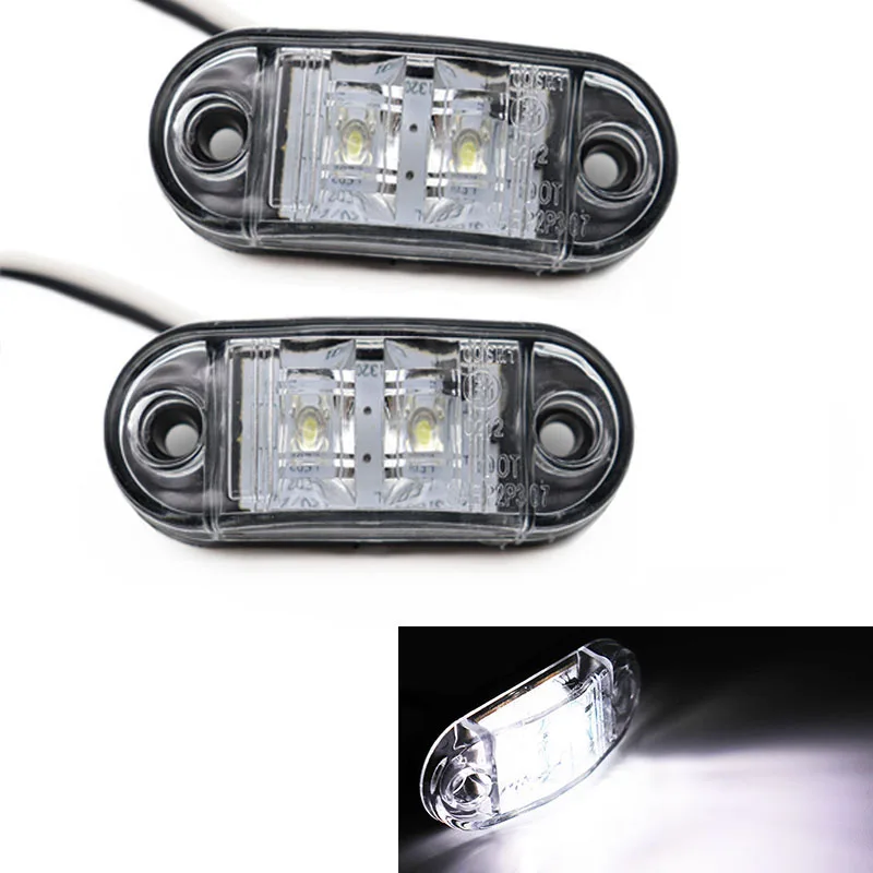 2Pcs 12V / 24V LED Tail Lights Side Marker Lights Car External Lights Warning Lights Auto Trailer Truck Lorry Lamps White