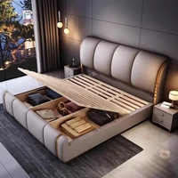 Lit double moderne de 200x220cm, esthétique et unique, avec organisateur intégré, imperméable et multifonctionnel, pour chambre à coucher 4