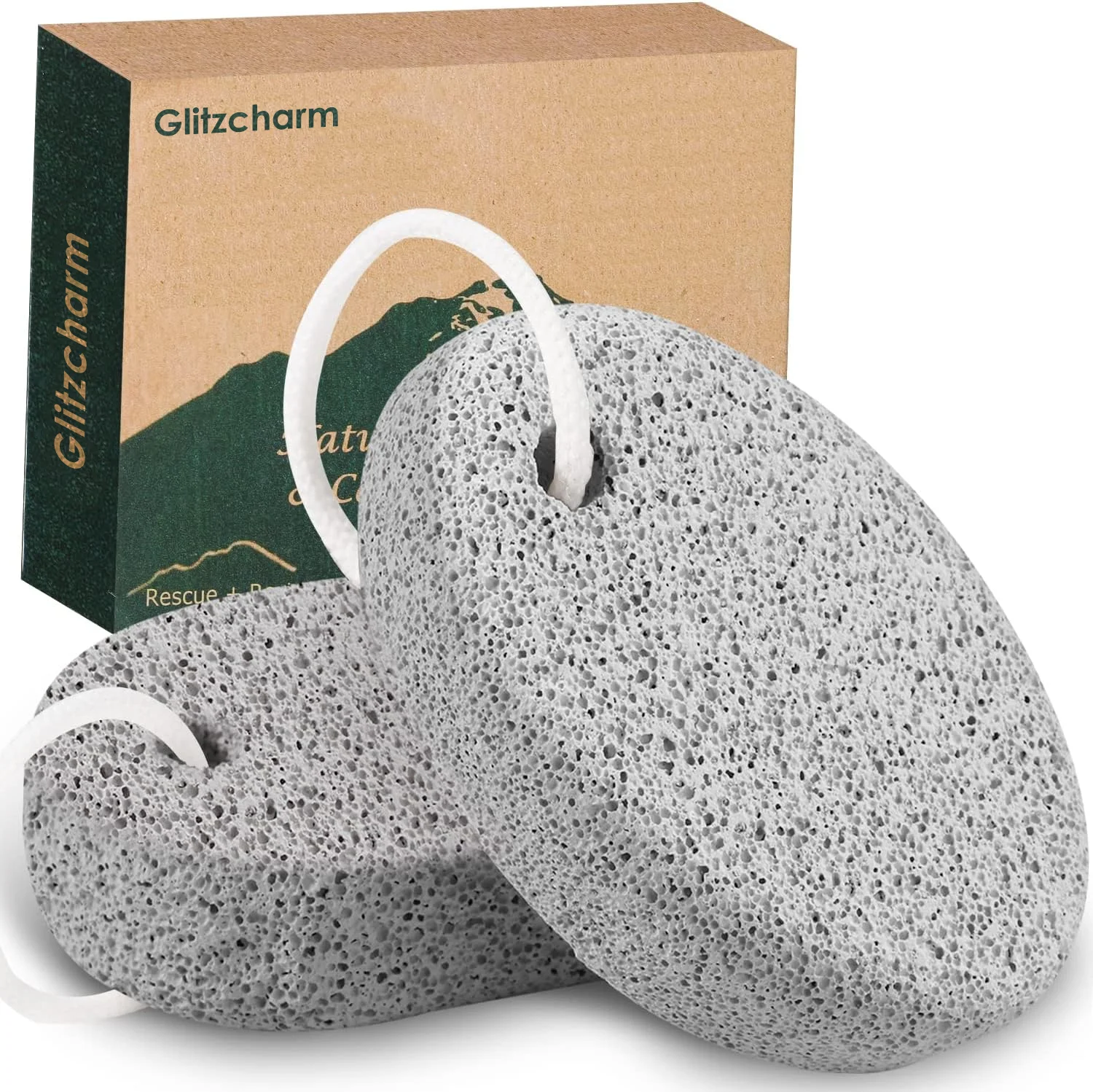 

Glitzcharm 2PCS Natural Pumice Stone Lava Pedicure Tools Hard Skin Callus Remover for Feet and Hands