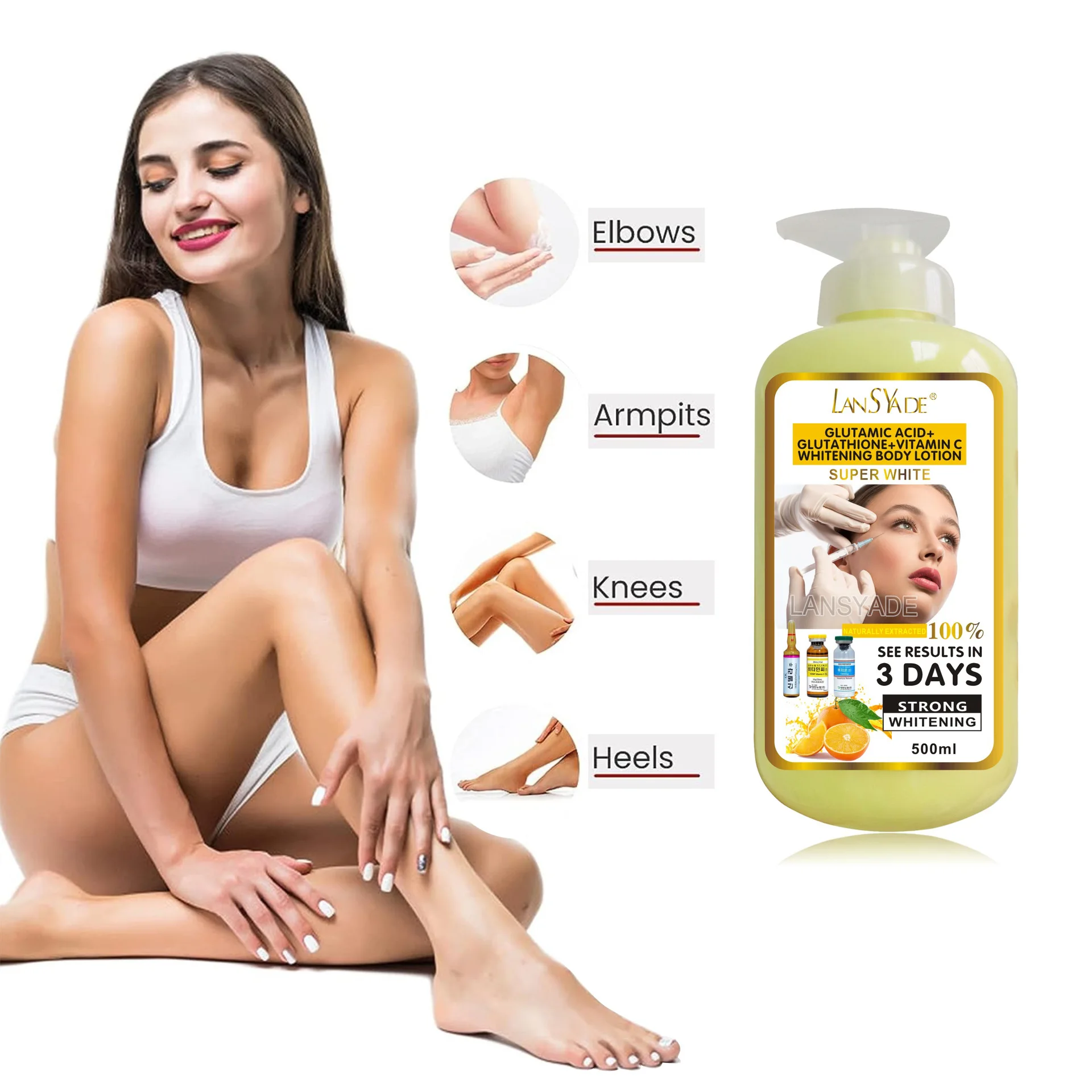 500ml VC Glutathione Body Lotion Facial Nourishing, Firming, Brightening, Moisturizing, and Whitening Lotion 3
