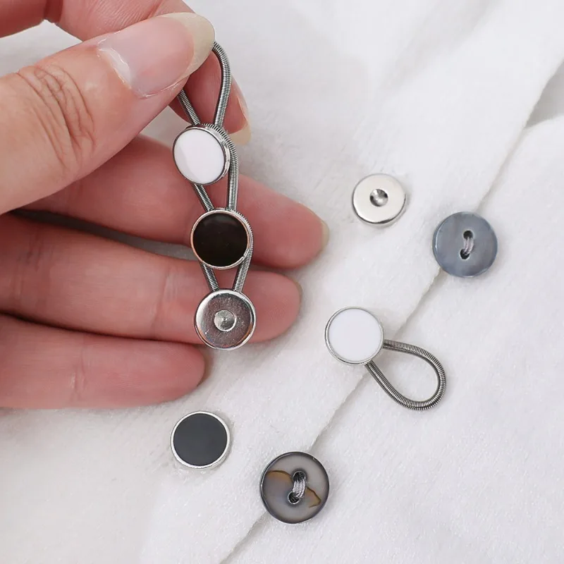 Collar Buttons Extender Flexible Stretch Pants Waist Spring Extension Buckle Elastic Adjust Size Expanders Expand Cuff Accessory