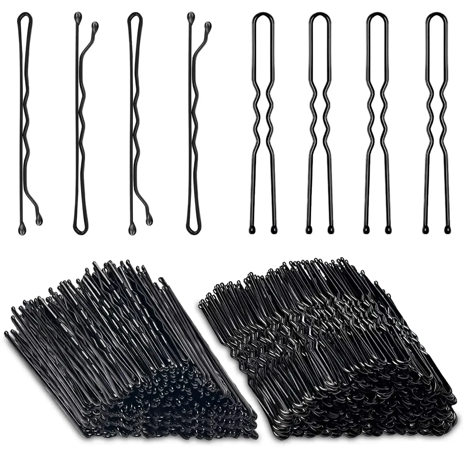 60/180Pcs New Women Hair Waved U-Shaped Bobby Pin Barrette Salon Grip Clip Bridal Hairpins Black Metal Hair Accessories For Bun