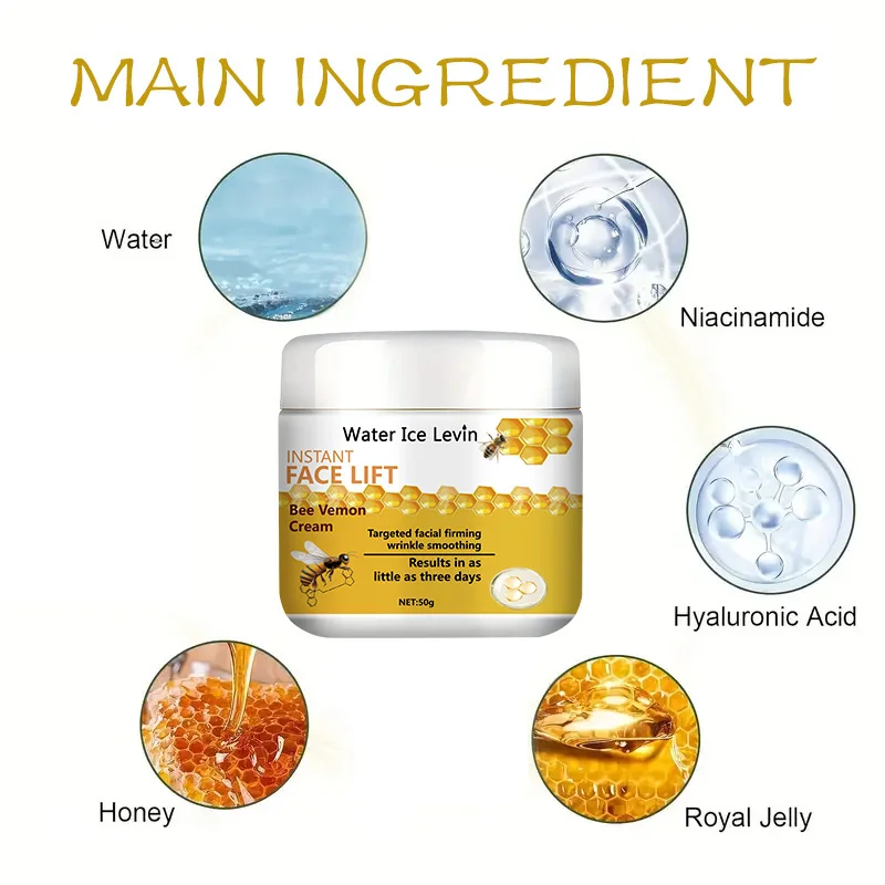 Bee Toxin Cream 50g Instant Lifting Tightens Shrinks Sagging Smoothes Fine Lines Wrinkles Contains Hyaluronic Acid Bee Toxin Cream