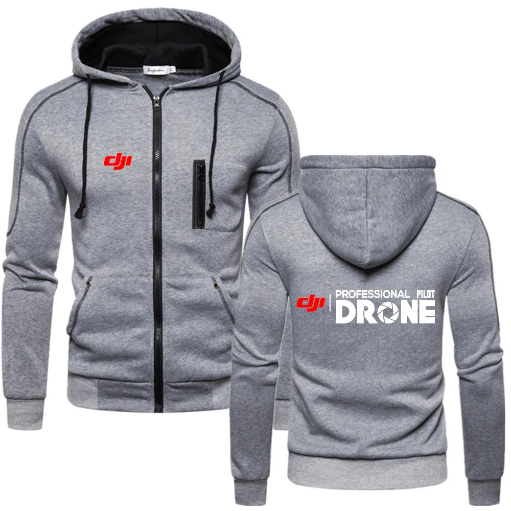 DJI Pilot Drone Print Men's Warm Hoodie Sweatshirt Coat 6