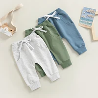 Kids Baby Girls Boys Sweatpants Trousers Spring Summer Casual Elastic Waist Drawstring Solid Pants with Pockets for Casual Daily 2