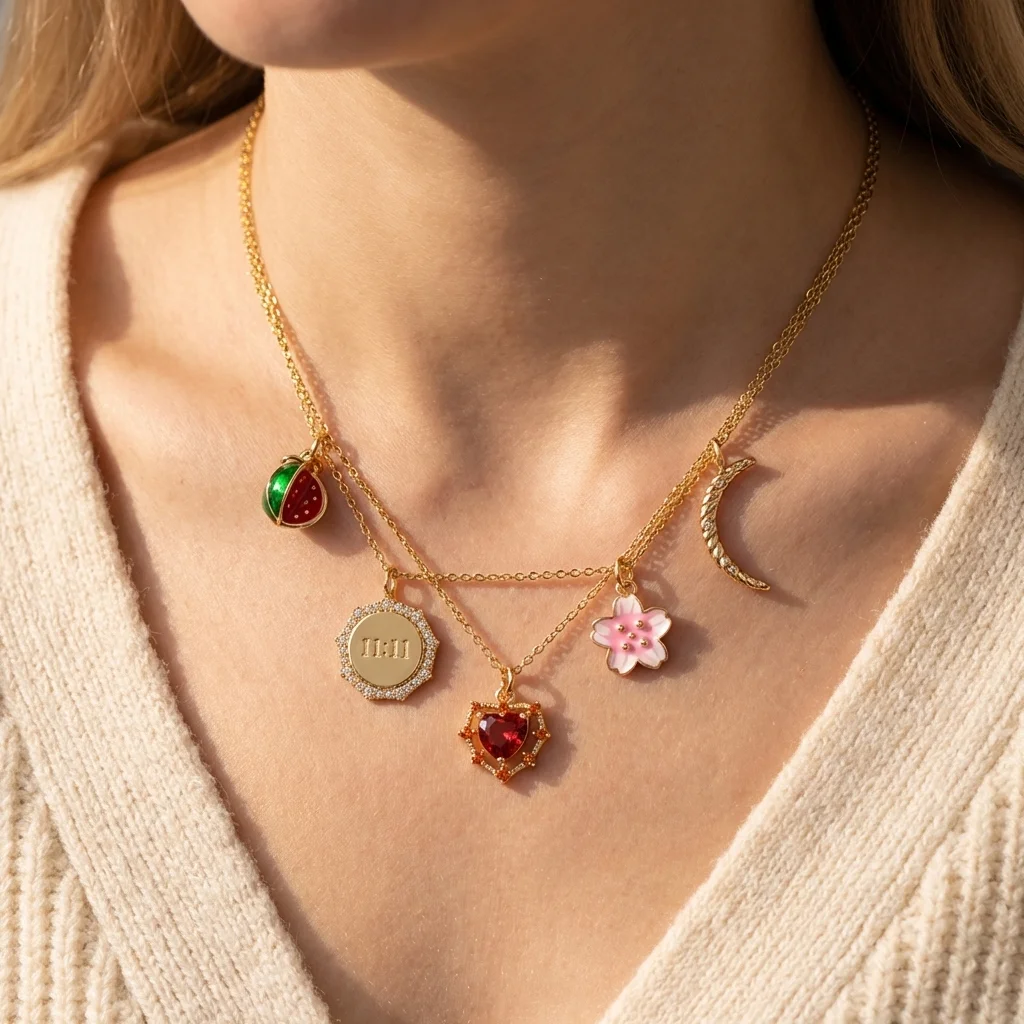 3 Stück Modische Trendige Nischen-Wassermelonen-Blumen-Kreuz-Liebe DIY Anhänger-Charms für Schmuck