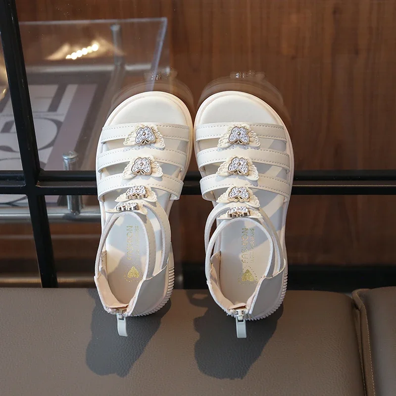 Black Beige Kids Summer Sandals Non Slip Open Toe