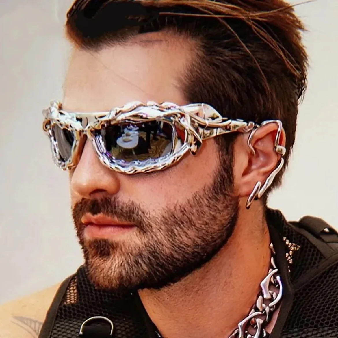 Fashion Y2K Steampunk Brand Design Twisted Sunglasses Women