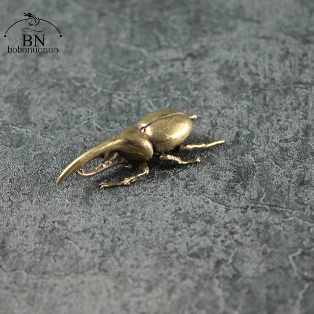 Antik Bronz 6 Stílusú Bogarak Miniatűr Figurák Asztali Dekorációk Tiszta Sárgaréz Rovar Tea Háziállatok - Image 4