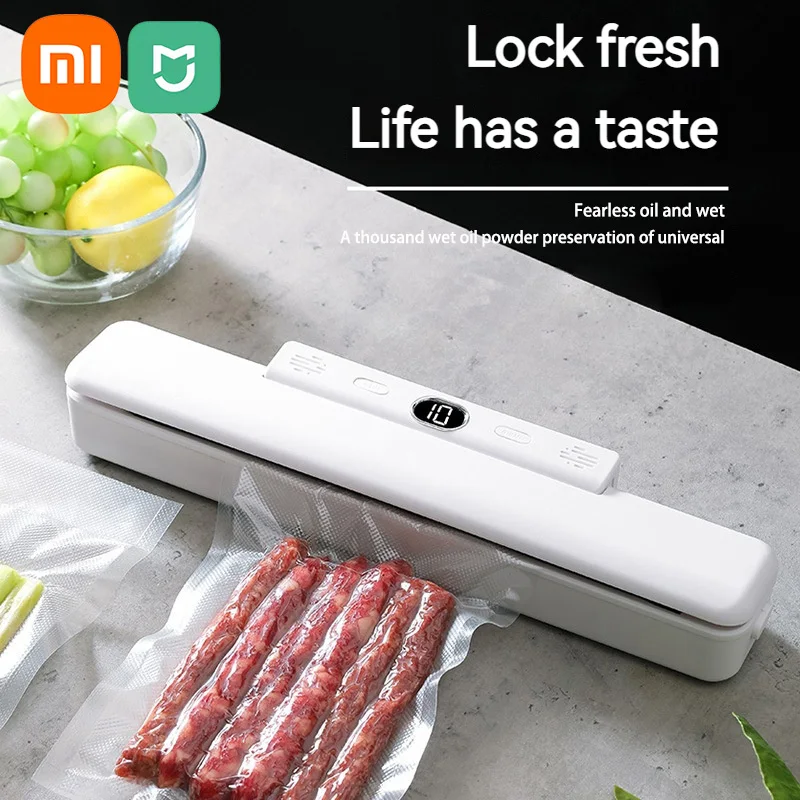 Xiaomi Mijia New Vacuum Sealer Machine Food Preservation Machine Plastic Bags Sealer Kitchen Automatic Vacuum Packaging Machine