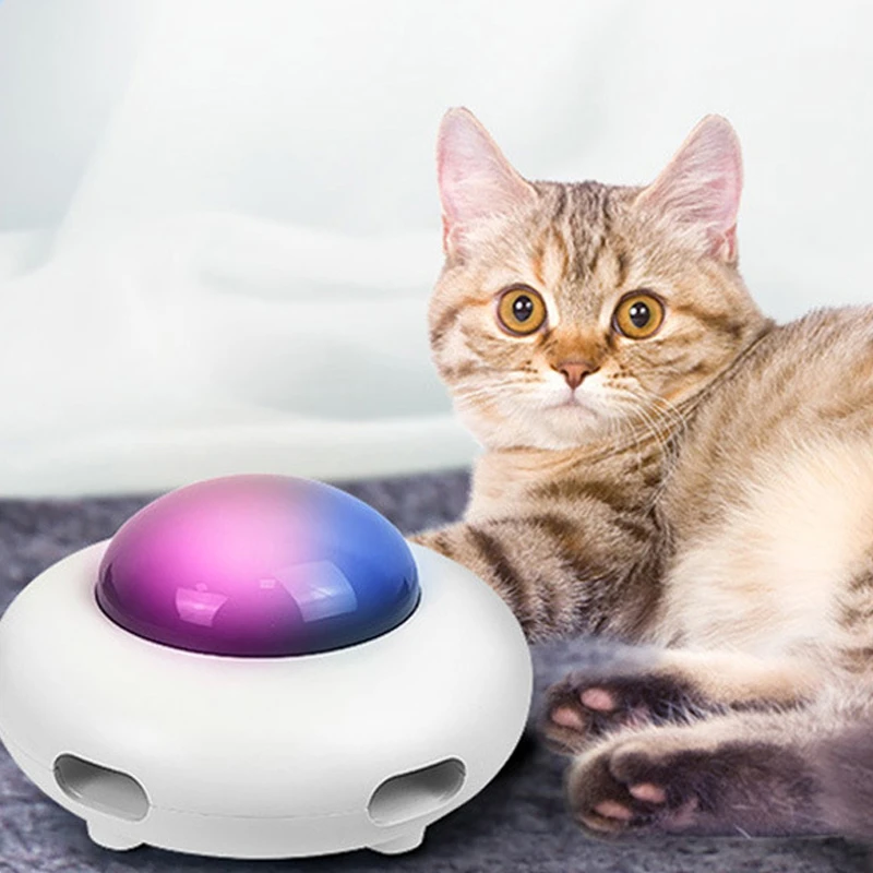 cheap dog toys Cat Toy Smart Teaser UFO Pet Turntable Catching Training toys USB Charging Cat Teaser Replaceable Feather Interactive Auto best toys for puppies