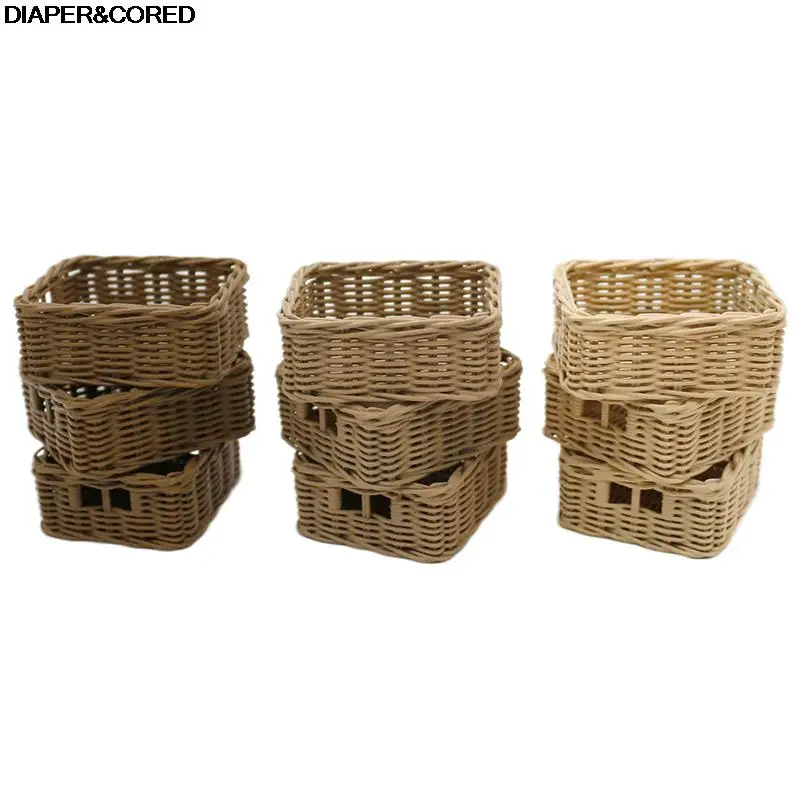 

1/6 1/8 миниатюрная корзина для хранения кукольного домика, плетеная рамка для овощей, портативная корзина для цветов, кухонная домашняя модель, декоративная игрушка