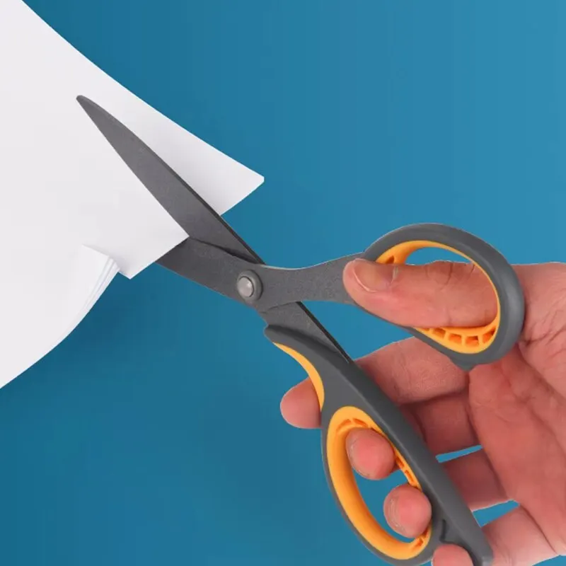 Scissors Stainless Steel Household Multi-functional Office Tailor's Hand soft handle portable cutter stationery black blade