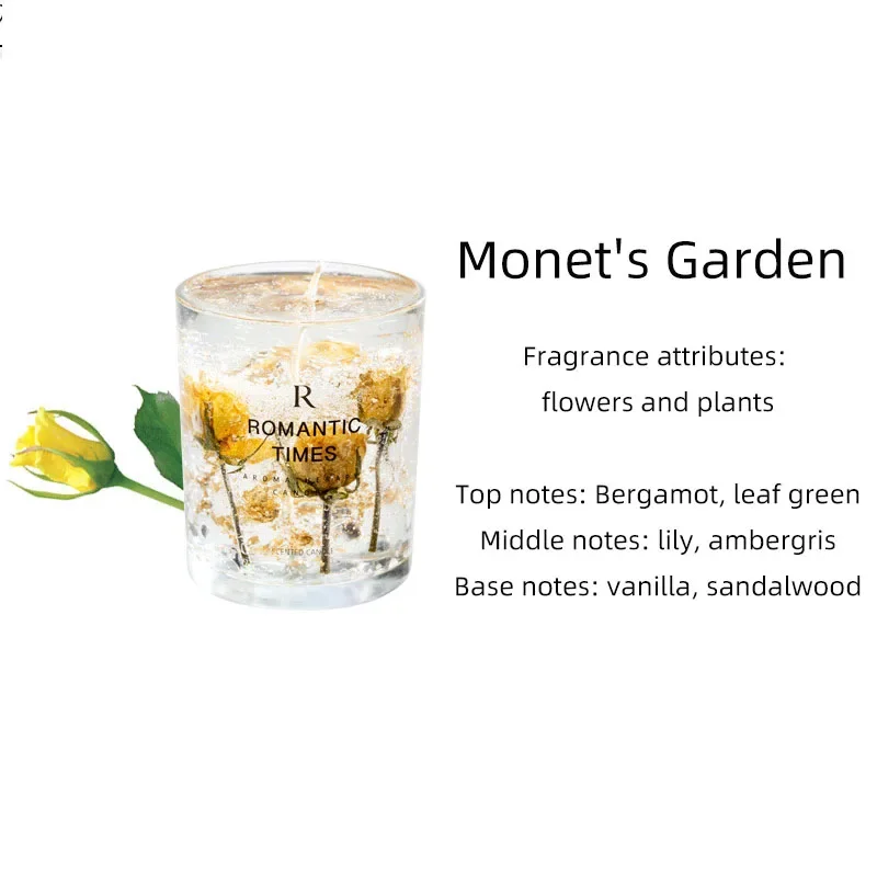 Transparent Real Fruits Flowers Gel Candle Wax In Glass