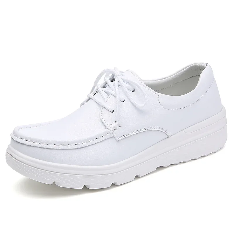 Autumn White Shoes Fashion Lace Up Women Shoes Thick Sole Casual Shoes for Women Fashion Soft Non Slip Platform Shoe 2026