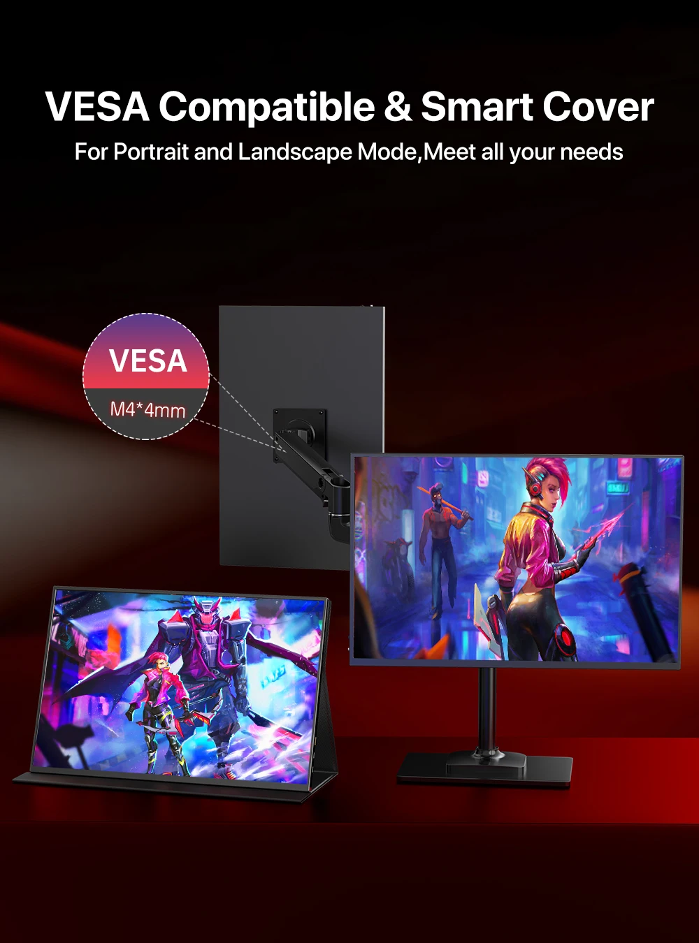 Портативный игровой монитор UPERFECT 100% DCI-P3 144 Гц FreeSync 2K QHD с дисплеем для ноутбука с HDR для игровой консоли Steam Deck Switch PS45 XBOX ONE для ПК (art.: 3920c7d2bb0ac) - 3920c7d2bb0ac