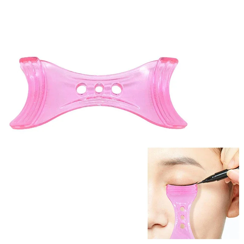 3 In 1 Makeup Mascara Shield Guard Eye Lash Mascara Applicator Comb Eyelash Curling Makeup Brush Curler Eye Makeup Stencils Pink