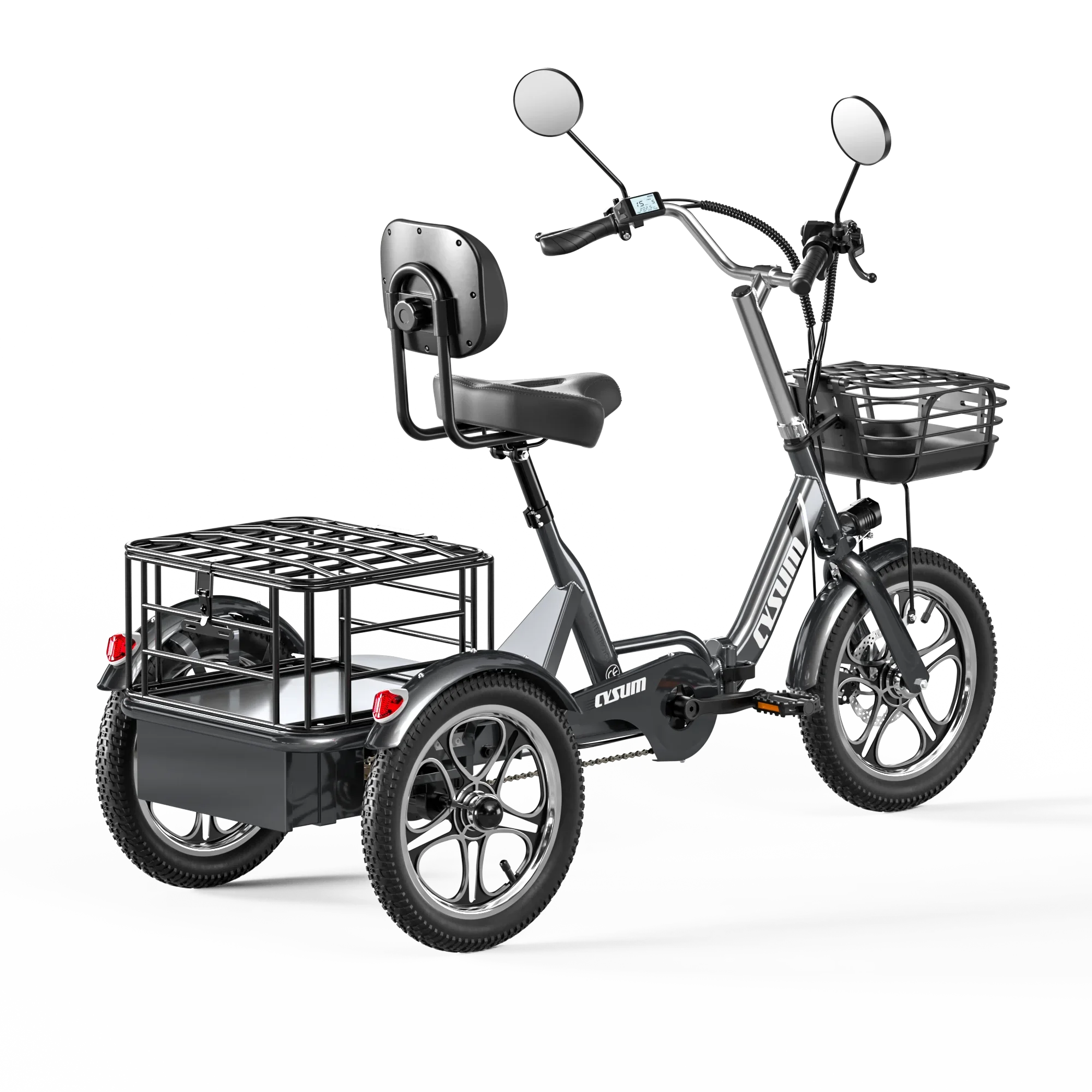 CYSUM T1 Pro Tricycle électrique adulte 250W Tricycle électrique Cargo 48V22AH batterie e-charge vélo 16 pouces pneu vélo ebike